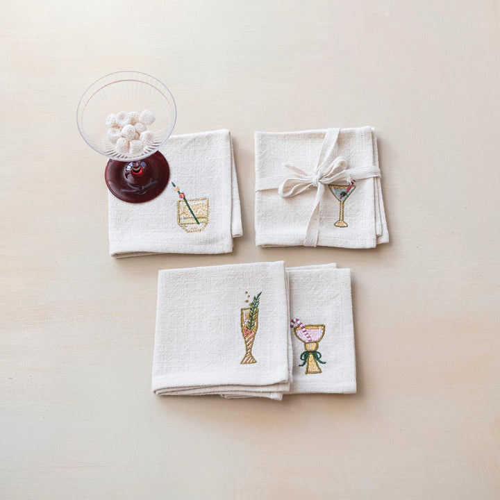 s/4 10" Sq Holiday Napkin w/ Cocktail