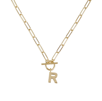 Gold Toggle Initial Necklace - Natalie Wood Designs