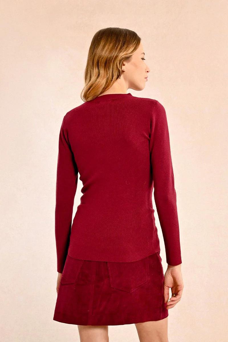 Nora Ribbed Sweater- Dark Red