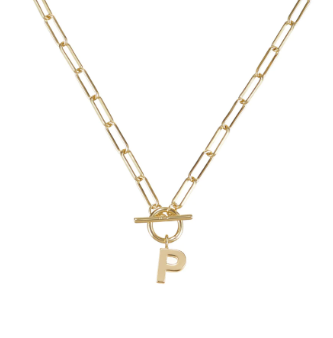 Gold Toggle Initial Necklace - Natalie Wood Designs