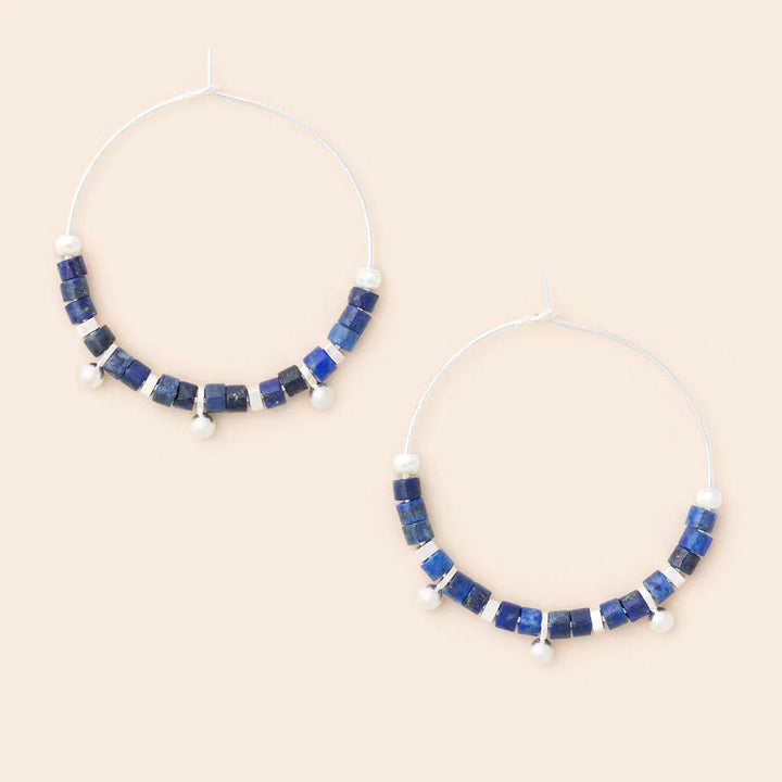 Stone Disc Hoop Earring