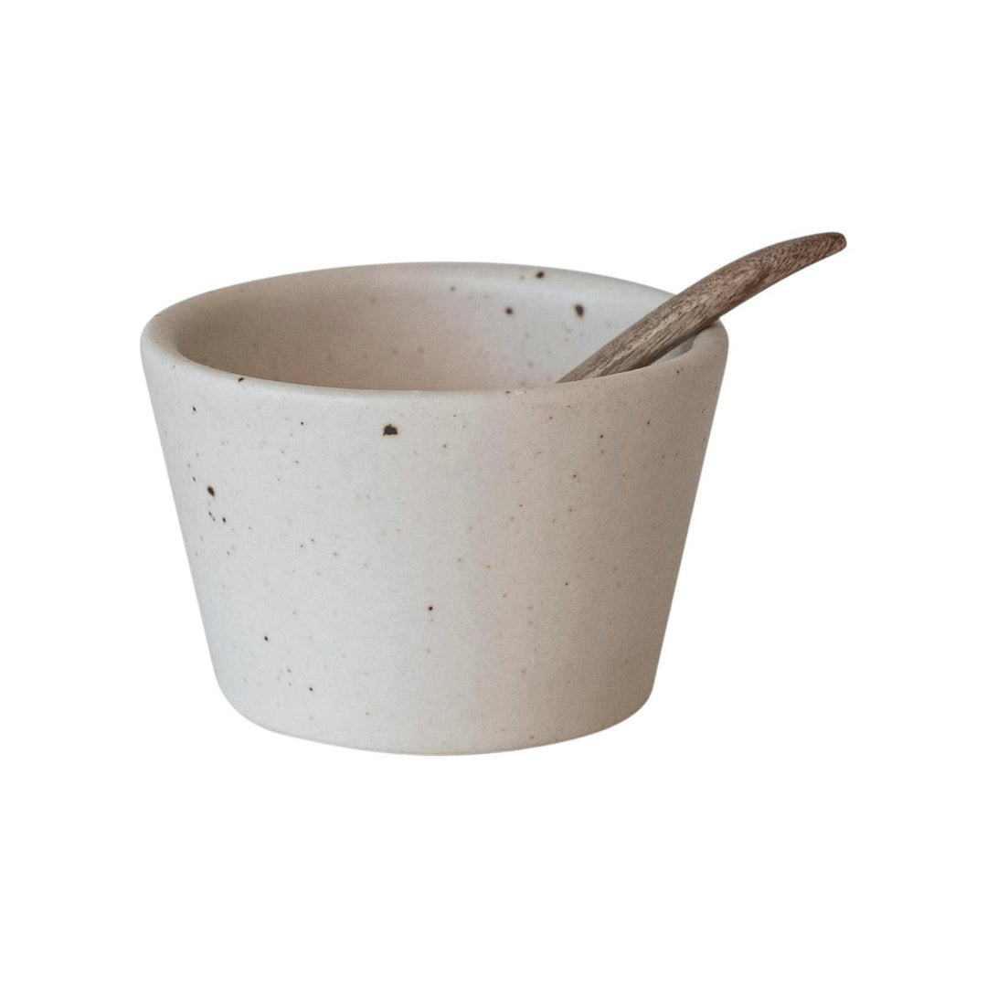 Stoneware Bowl w/ Mango Wood Spoon