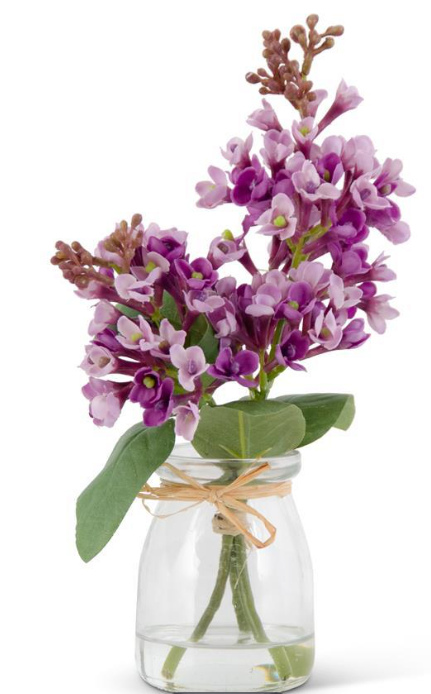 9.25" Lilac in Glass Vase w/Faux Water