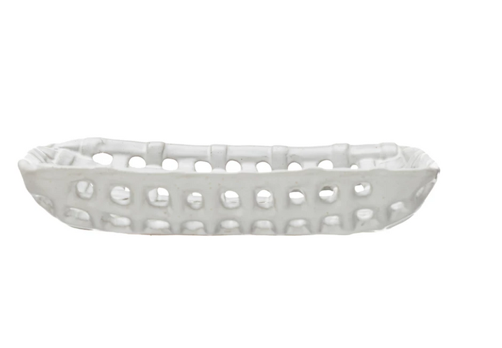 Square Lattice Dish, White