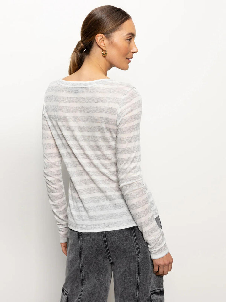 Femme Crew Stripe Tee Dewey Grey