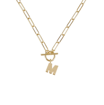 Gold Toggle Initial Necklace - Natalie Wood Designs