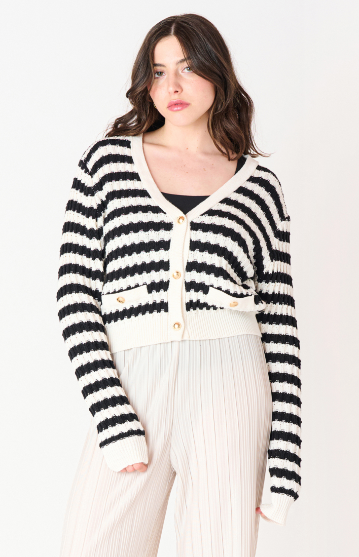 Long Sleeve Textured Stripe Cardigan