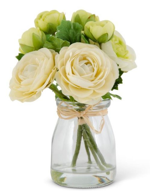 6.75" Ranunculus in Glass Vase w/Faux Water