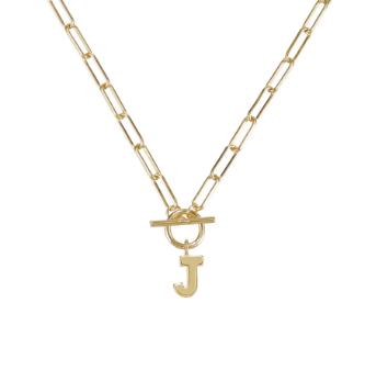 Gold Toggle Initial Necklace - Natalie Wood Designs