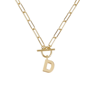 Gold Toggle Initial Necklace - Natalie Wood Designs