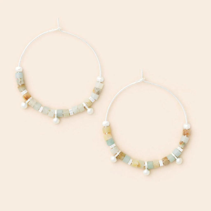 Stone Disc Hoop Earring