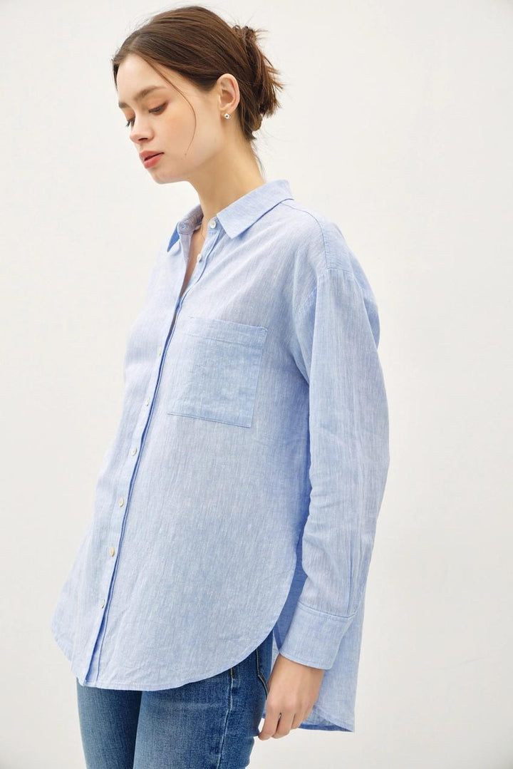 Linen Blend Button Up