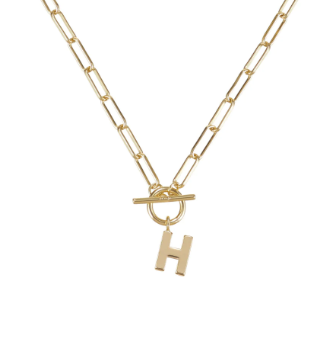 Gold Toggle Initial Necklace - Natalie Wood Designs