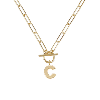 Gold Toggle Initial Necklace - Natalie Wood Designs