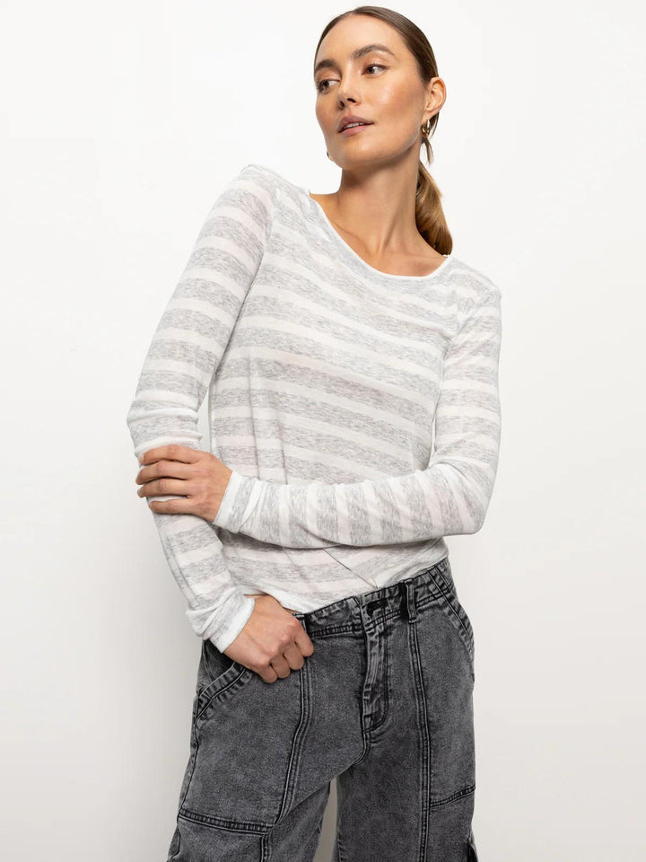 Femme Crew Stripe Tee Dewey Grey