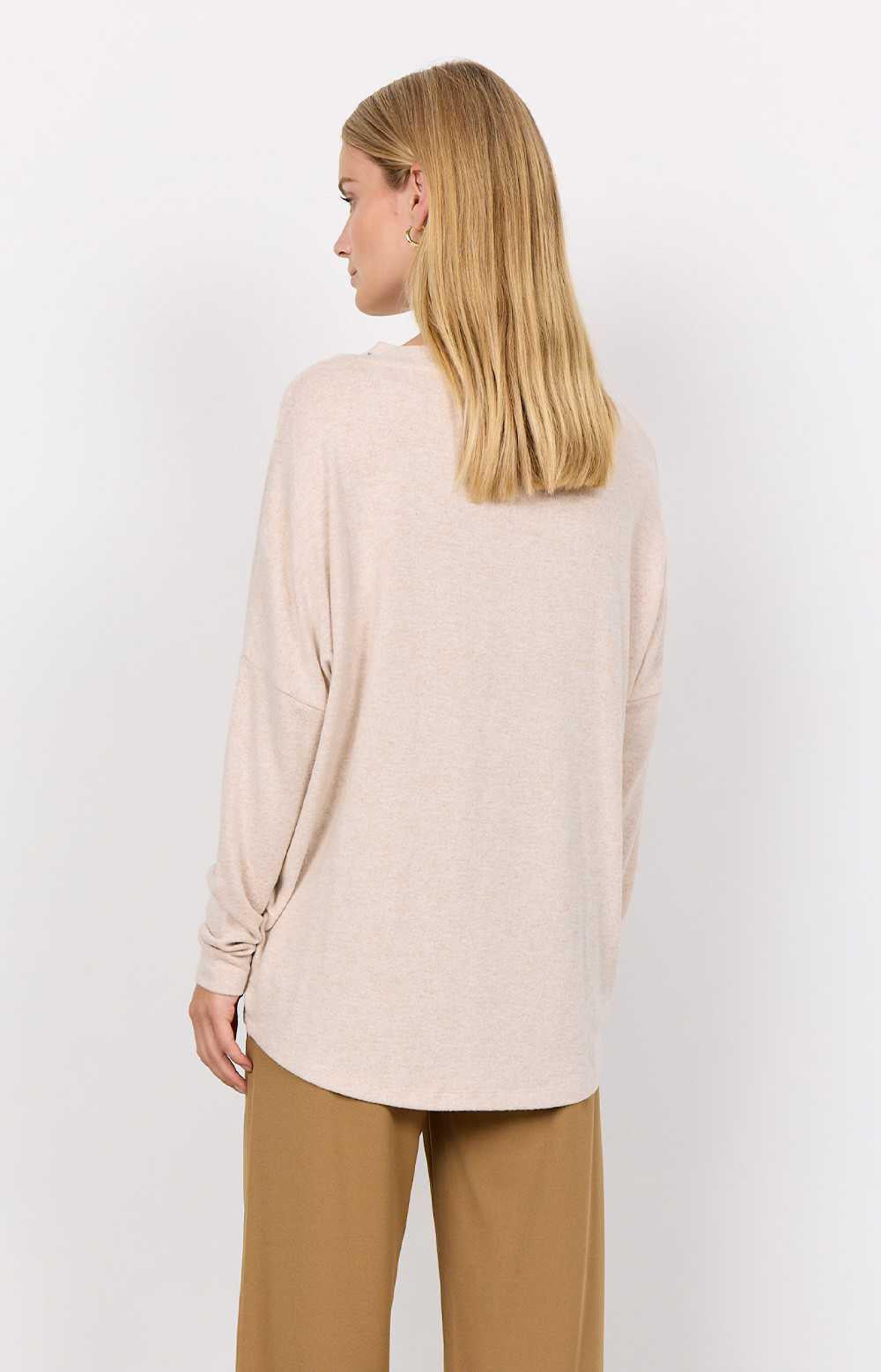 Cream V-Neck Long Shirt