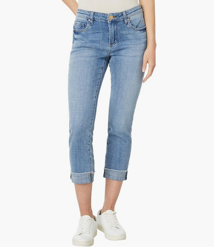 Kut from the Kloth Amy Crop Straight Leg- Roll Up Fray