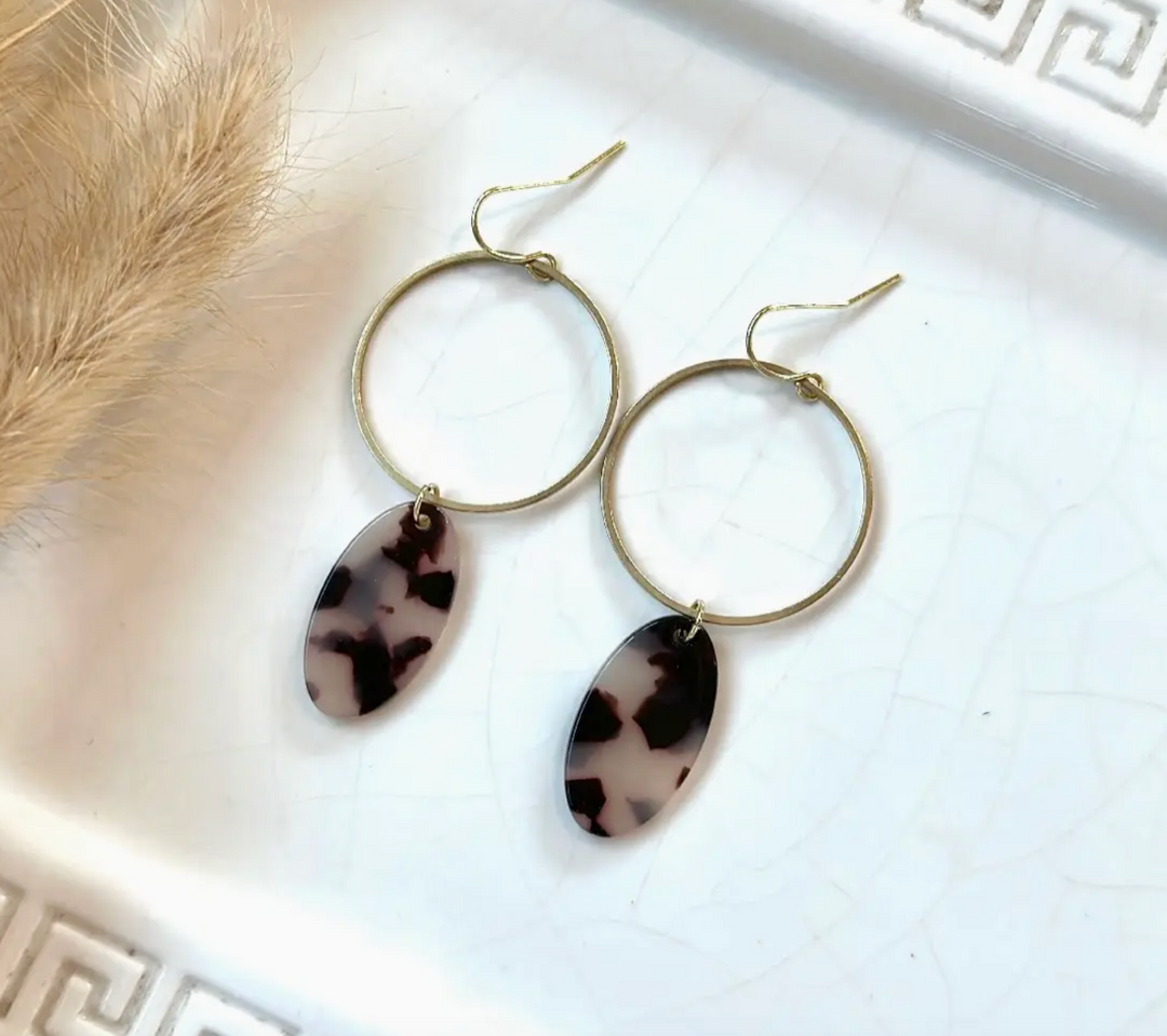 Hoop w/ Oval Acetate Earrings - Clover + Coast Designs