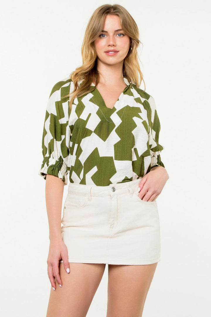 Olive Abstract Blouse