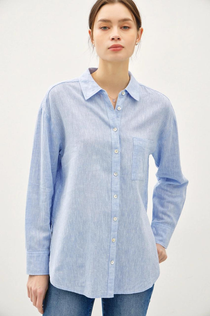 Linen Blend Button Up