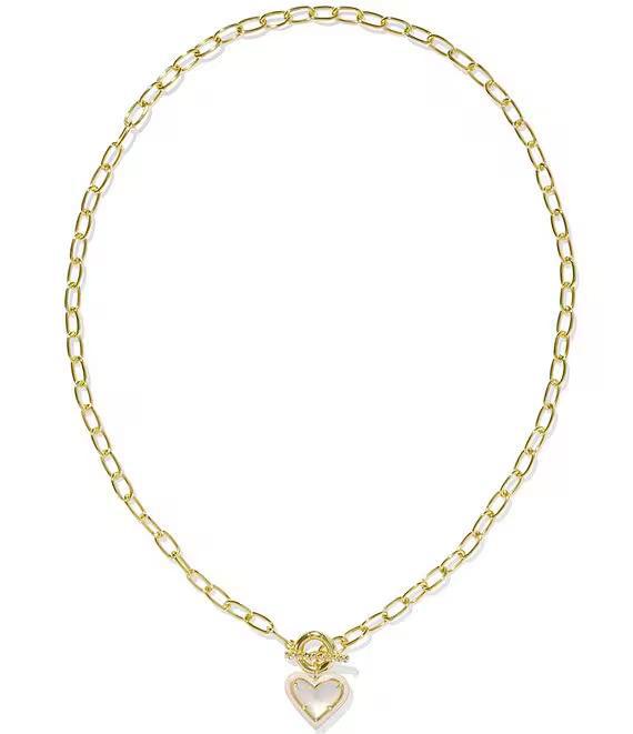 Kendra Scott Ari Heart Enamel Frame Link and Chain Necklace