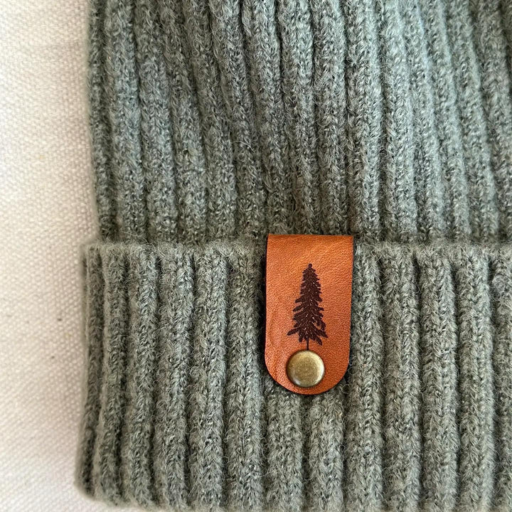 Beanie w/ Leather Evergreen Tree Tag