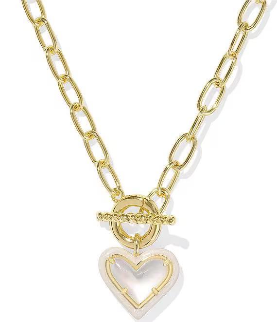 Kendra Scott Ari Heart Enamel Frame Link and Chain Necklace