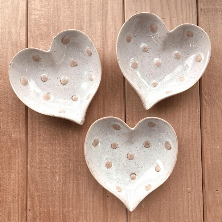 Stoneware Heart Dish w/ Dots 4"