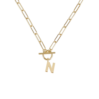 Gold Toggle Initial Necklace - Natalie Wood Designs