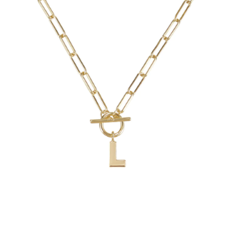 Gold Toggle Initial Necklace - Natalie Wood Designs