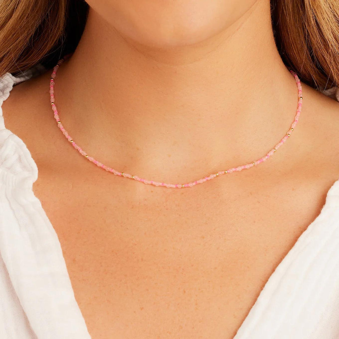 Gorjana Poppy Gem Necklace- Rose Quartz