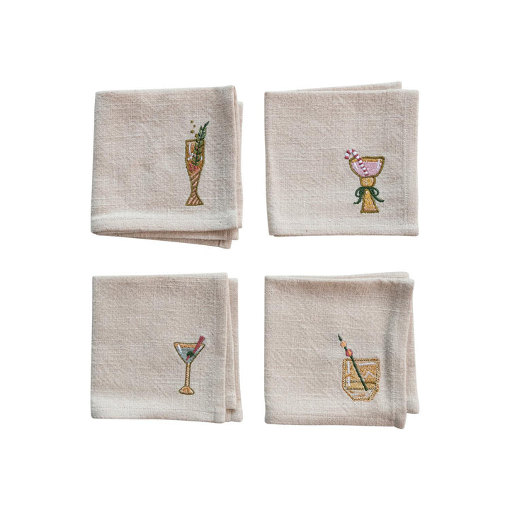 s/4 10" Sq Holiday Napkin w/ Cocktail