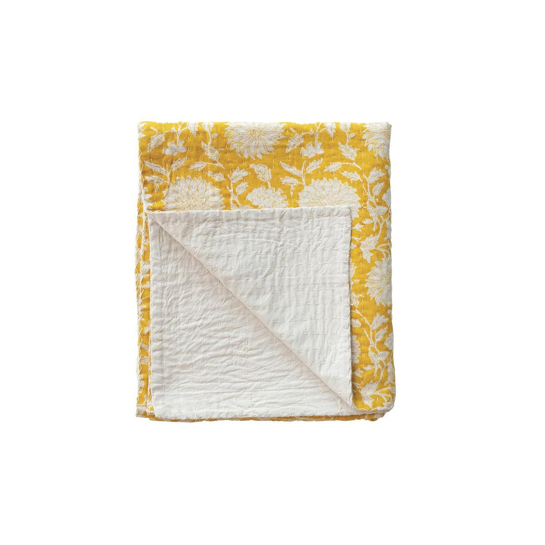 Cotton & Linen Voile Block Printed Throw