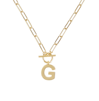 Gold Toggle Initial Necklace - Natalie Wood Designs