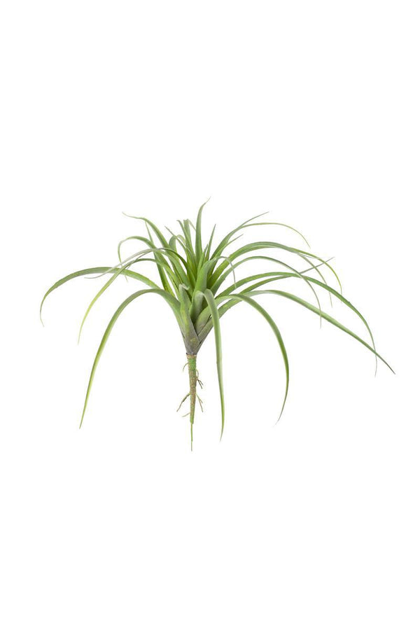 Green Artificial Air Plant With White Angled-Line Ceramic Pot